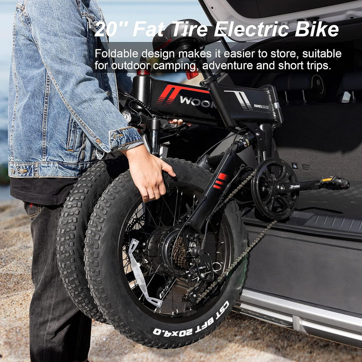 Electric Bike, 20''X4.0 Fat Tire Electric Bike for Adults
