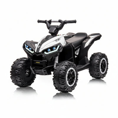 12V Ride on ATV for Kids Electric Four Wheeler for Toddlers Ages 3-8, Battery Powered Quad with Remote Control, LED Lights, Music, High/Low Speed, USB, White