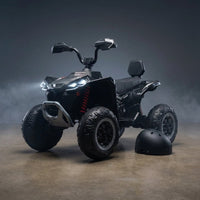 12V Kids Ride on ATV with 2 Seater,2* 45W Motor 7AH Battery Powered Electric Vehicle W/ LED Lights,High & Low Speed,Music,Spring Suspension,Ride on Car 4 Wheeler Quad for Boys & Girls,Black — Studio Shot