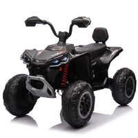 12V Kids Ride on ATV with 2 Seater,2* 45W Motor 7AH Battery Powered Electric Vehicle W/ LED Lights,High & Low Speed,Music,Spring Suspension,Ride on Car 4 Wheeler Quad for Boys & Girls,Black — Studio Shot