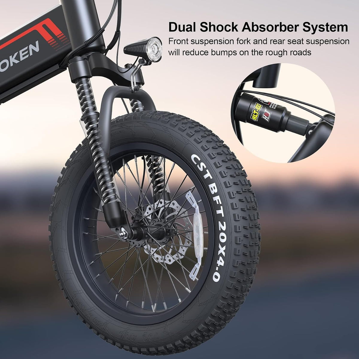 Electric Bike, 20''X4.0 Fat Tire Electric Bike for Adults