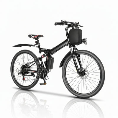 M026TGB 26" Electric Bike for Adults, 500W (Peak 1000W Motor Folding Electric Commuter Bike with Front Basket, 48V Removable Battery Ebike, 21 Speed Ebike, up to 50 Miles