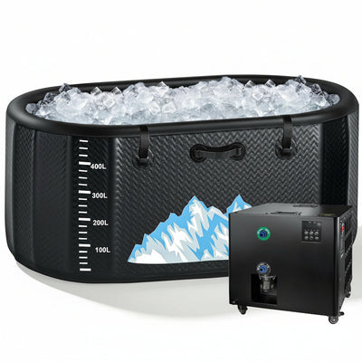 Cold Plunge Tub, 248 Gallon, 1 Horsepower, Heavy-Duty Ice Bath Tub for Athletes with Hot & Cold, Portable Inflatable Plunge Chiller with Water Treatment Kit, Immersion Therapy, Wifi (Black, 1 Set)