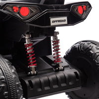 12V Kids Ride on ATV with 2 Seater,2* 45W Motor 7AH Battery Powered Electric Vehicle W/ LED Lights,High & Low Speed,Music,Spring Suspension,Ride on Car 4 Wheeler Quad for Boys & Girls,Black