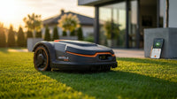 28-Volt 8 In. Cutting Width Robot Lawn Mower Revola X4E Mower, Brushless Wheel Motors, Cloudhawk App and Wifi Control — Lifestyle