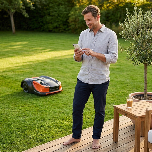 Robot Lawn Mower Built for Automated Cutting, 28V Brushless Motors, WiFi App Control, 8 Inch Width