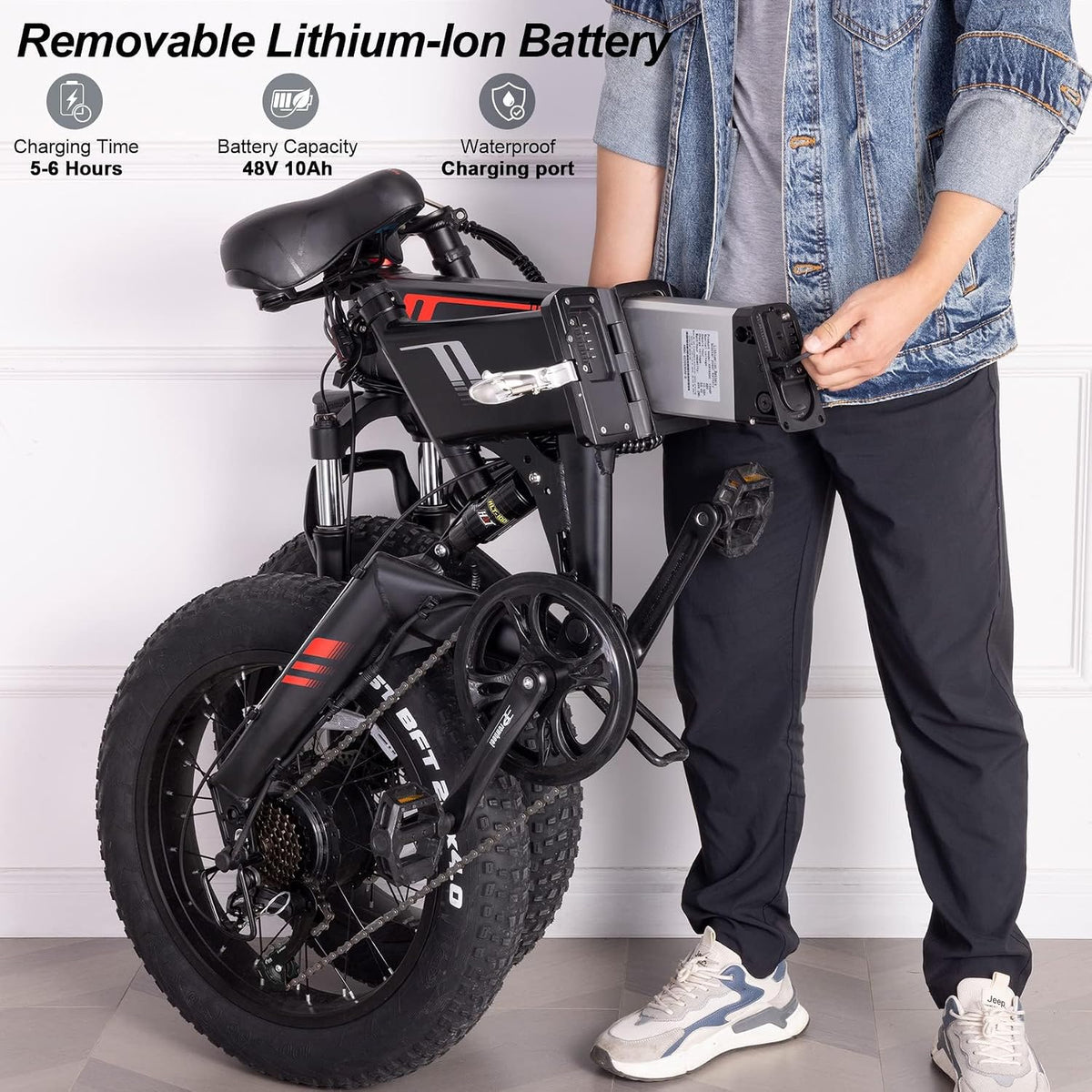 Electric Bike, 20''X4.0 Fat Tire Electric Bike for Adults
