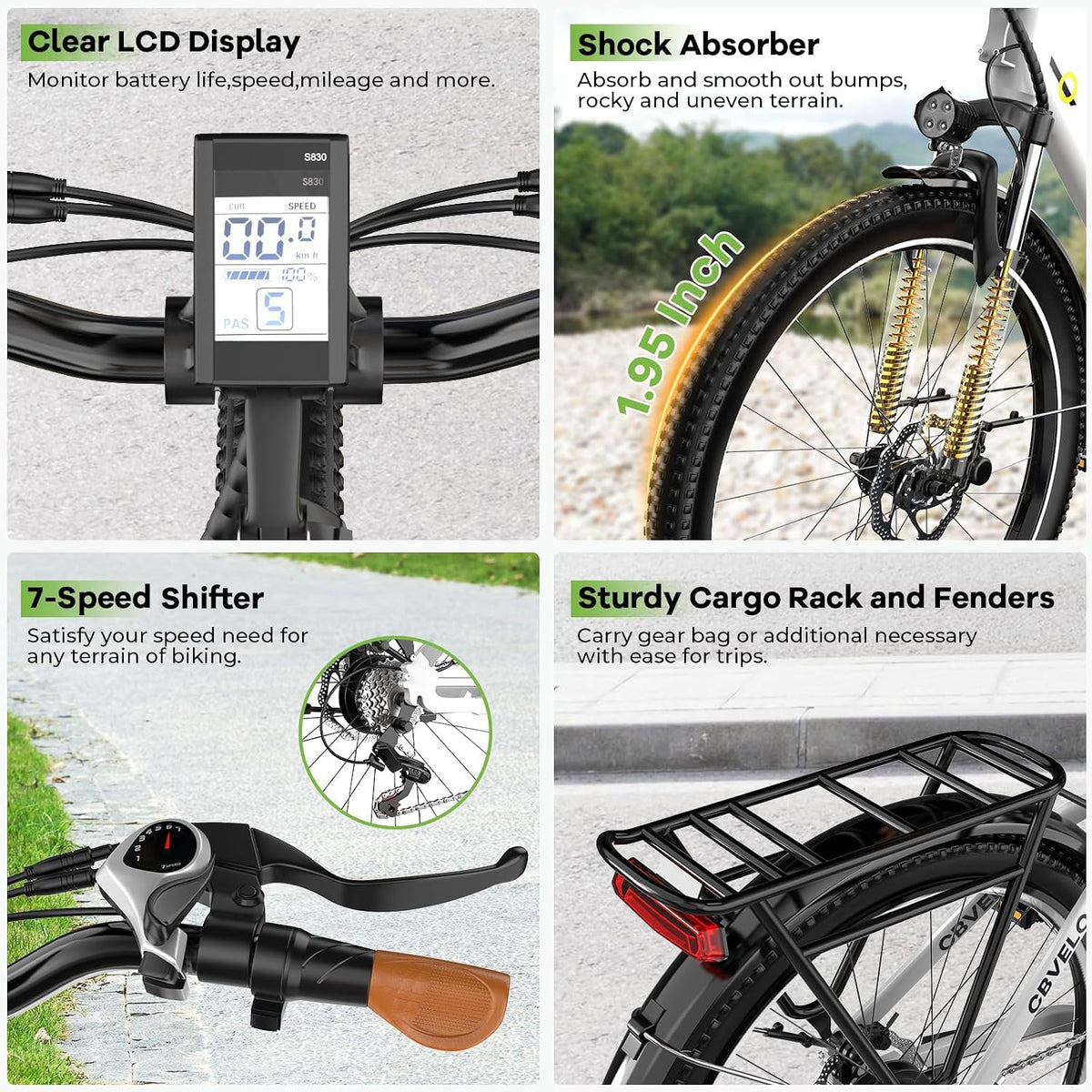 26" Electric Bike for Adult,1000W Peak, up 80 Miles Removable Battery Ebike,Adult Electric Bicycles for All Terrain,Men Women Ebike, 7-Speed
