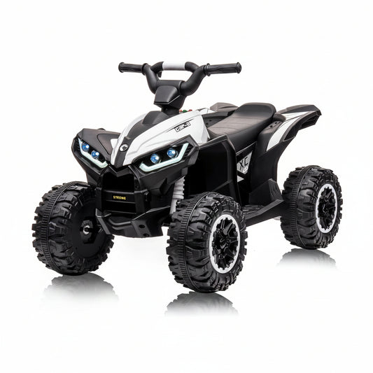 12V Ride on ATV for Kids Electric Four Wheeler for Toddlers Ages 3-8, Battery Powered Quad with Remote Control, LED Lights, Music, High/Low Speed, USB, White
