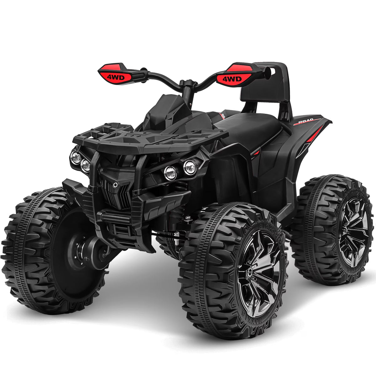 4WD ATV for Kids, 24 Volt Ride on Toys, Power ATV Wheels with 800W Motor, Remote, Bluetooth Music, Horn, LED for Big Kids Gift, Red