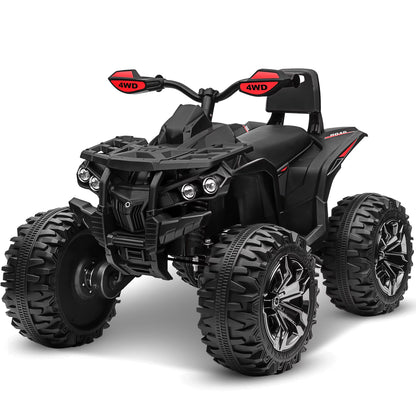 4WD ATV for Kids, 24 Volt Ride on Toys, Power ATV Wheels with 800W Motor, Remote, Bluetooth Music, Horn, LED for Big Kids Gift, Red