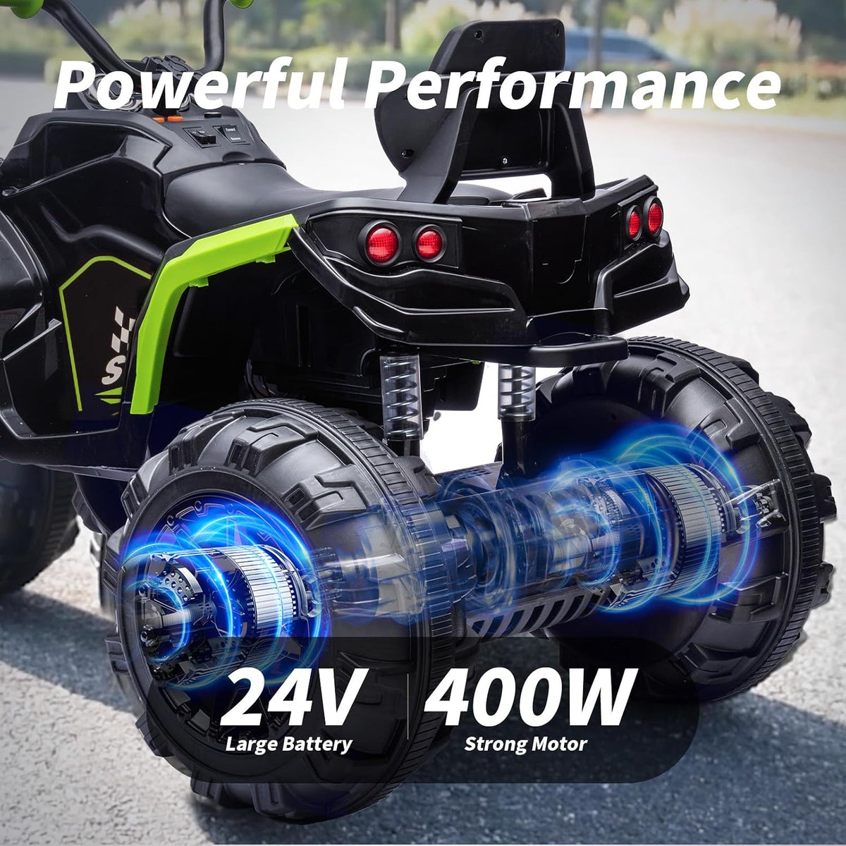 24V Kids ATV 4 Wheeler, Electric ATV Four Wheeler for Big Kids 3-8
