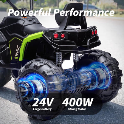 24V Kids ATV 4 Wheeler, Electric ATV Four Wheeler for Big Kids 3-8