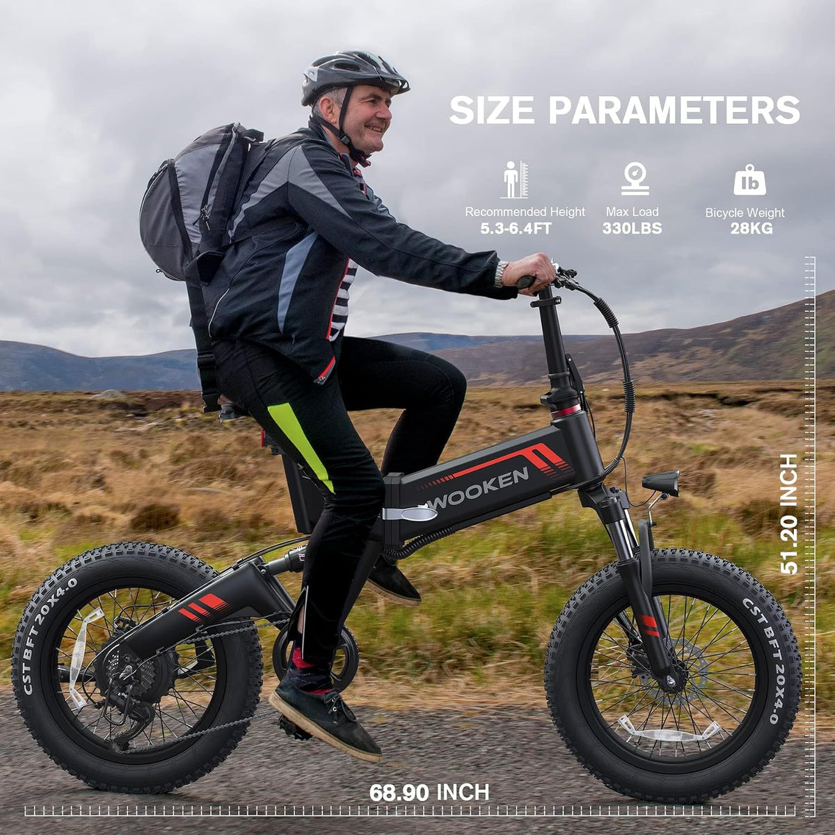 Electric Bike, 20''X4.0 Fat Tire Electric Bike for Adults
