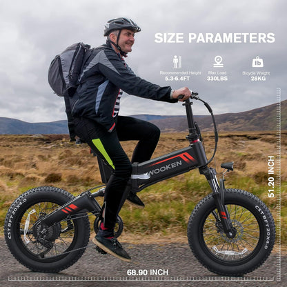 Electric Bike, 20''X4.0 Fat Tire Electric Bike for Adults
