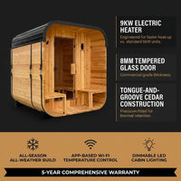 Backyard Discovery Lennon 2-4 Person Traditional Cedar Outdoor Cube Sauna with Porch, Electric Sauna Heater, Sauna Rocks, Dry Heat, Steam Sauna, LED Lights, Wi-Fi Control, Sauna Accessories — Results & Stats