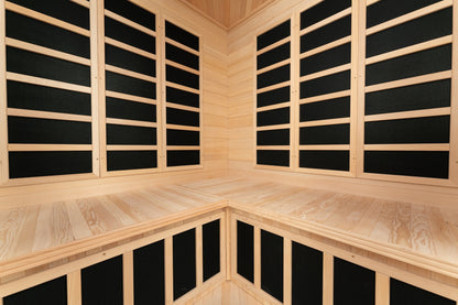 Blisspod | Vienna | Corner Spacious Far Infrared Sauna | Canadian Hemlock Wood | Ultra Low EMF | 12 Heaters | 4-5 Persons