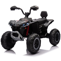 12V Kids Ride on ATV with 2 Seater,2* 45W Motor 7AH Battery Powered Electric Vehicle W/ LED Lights,High & Low Speed,Music,Spring Suspension,Ride on Car 4 Wheeler Quad for Boys & Girls,Black