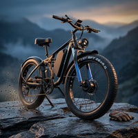 Off-Road Full Suspension Electric Bike 2000W Dual Motor 52V 23AH Battery Mountain Electric Bike 26 Inch Fat Tire Electric Bike — Studio Shot