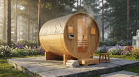 Outdoor Traditional Barrel Sauna | 4-6 Person Wood Sauna, Steam and Wet Sauna with 220V with 6KW Electric Heater, Sauna Stone — Lifestyle