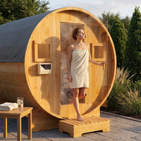 Outdoor Traditional Barrel Sauna | 4-6 Person Wood Sauna, Steam and Wet Sauna with 220V with 6KW Electric Heater, Sauna Stone — Lifestyle