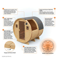 Outdoor Traditional Barrel Sauna | 4-6 Person Wood Sauna, Steam and Wet Sauna with 220V with 6KW Electric Heater, Sauna Stone — How It Works