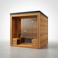 Traditional Cedar Sauna Built for 4-6 People, Electric Heater, Wi-Fi Control, LED Lights, Steam Function — Studio Shot