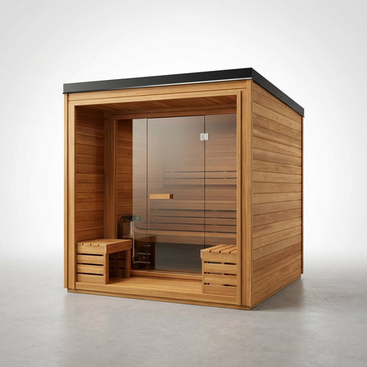 Traditional Cedar Sauna Built for 4-6 People, Electric Heater, Wi-Fi Control, LED Lights, Steam Function — Studio Shot