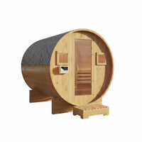 Outdoor Traditional Barrel Sauna Built for 4-6 People, Wood Construction, 6KW Electric Heater, Steam Ready