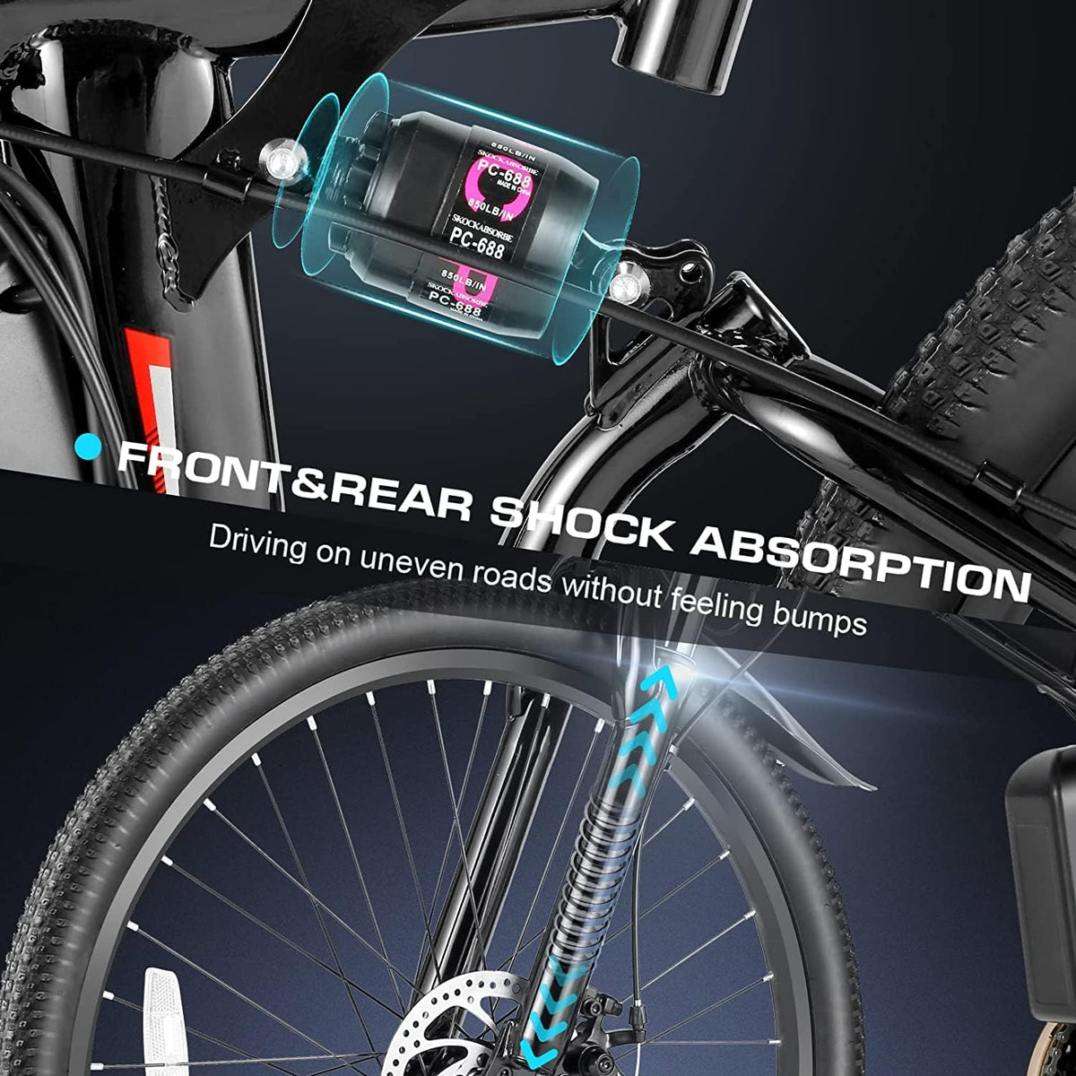 M026TGB 26" Electric Bike for Adults, 500W (Peak 1000W Motor Folding Electric Commuter Bike with Front Basket, 48V Removable Battery Ebike, 21 Speed Ebike, up to 50 Miles