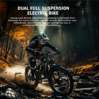Electric Mountain Bike Built for Off-Road Adventures, 2000W Dual Motor, 52V 23AH Battery, 26 Inch Fat Tires