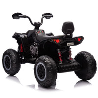 12V Kids Ride on ATV with 2 Seater,2* 45W Motor 7AH Battery Powered Electric Vehicle W/ LED Lights,High & Low Speed,Music,Spring Suspension,Ride on Car 4 Wheeler Quad for Boys & Girls,Black