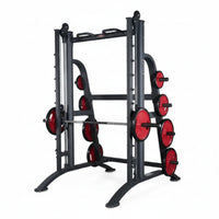 Smith Machine Built for Complete Strength Training, Height-Adjustable Supports, Multiple Bar Positions, Elastic Docks